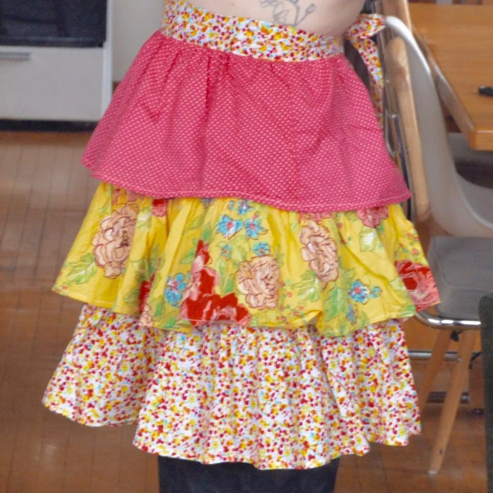 Ruffled Floral Pier 1 Imports Tiered Kitchen Apron